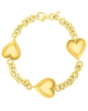 Italian Gold Over Silver 14k Station Bracelet - Metallic