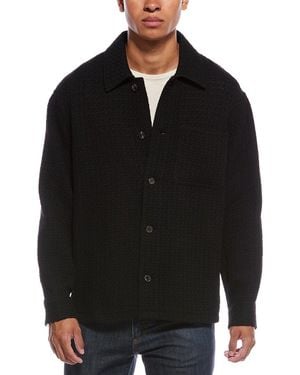 FRAME Textured Wool-Blend Shirt Jacket - Black