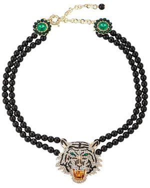 Eye Candy LA Agate Statement Necklace - Black