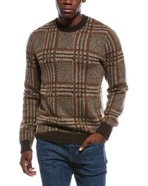 Vince Brushed Glen Plaid Alpaca & Wool-Blend Crewneck Sweater - Brown