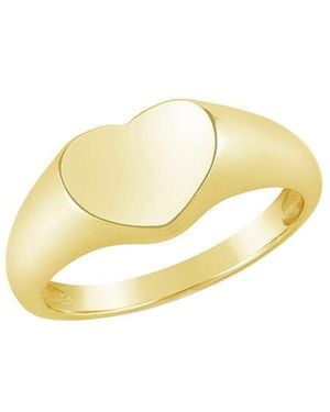 Sterling Forever 14k Over Silver Cora Heart Signet Ring - Metallic