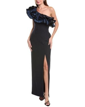Rene Ruiz One-shoulder Column Gown - Blue