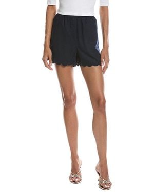 Cece Scallop Edge Linen-Blend Short - Black