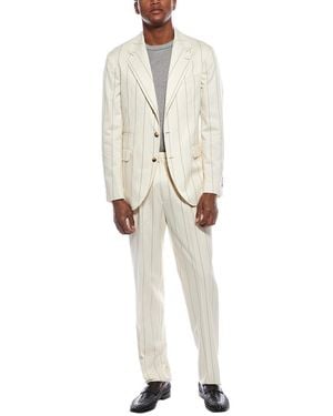 Brunello Cucinelli 2Pc Wool-Blend Suit With Pleated Pant - White