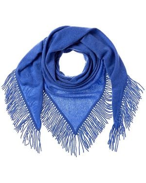 Brodie Cashmere Fringe Cashmere Scarf - Blue