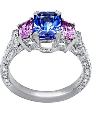 Diana M. Jewels Fine Jewellery 18k 3.56 Ct. Tw. Diamond & Sapphire Ring - Blue