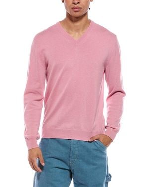 N.Peal Cashmere Burlington Cashmere V-Neck Jumper - Red