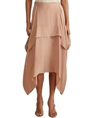 Reiss Maisie Asymmetric Hem Skirt - Natural