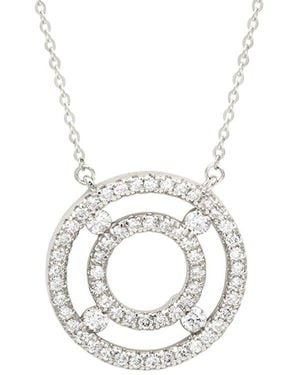 Suzy Levian 14k 0.75 Ct. Tw. Diamond Double Circle Necklace - White