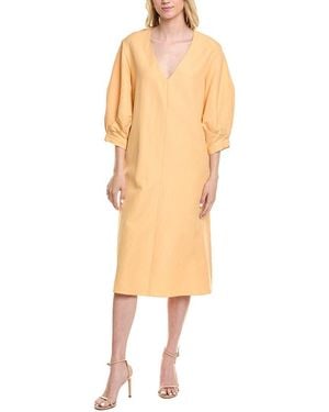 Lafayette 148 New York Silk & Linen-Blend Midi Dress - Yellow