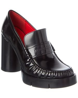 Ferragamo Irina Leather Platform Loafer - Black