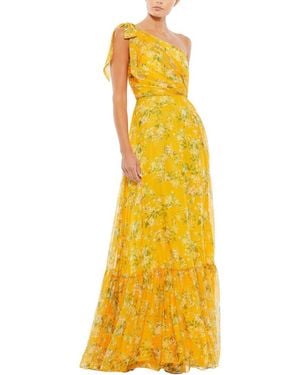 Mac Duggal One Shoulder Bow Gown - Yellow