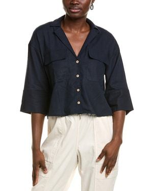 Ellen Tracy Linen-Blend Shirt - Blue