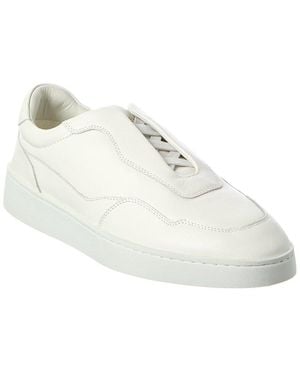 Reiss Cruz Elasticated Lace Leather Trainer - White