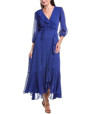 Maison Tara Solid Yoryu Maxi Dress - Blue
