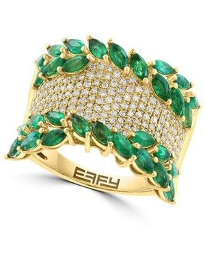 Effy Fine Jewelry 14K 3.37 Ct. Tw. Diamond & Emerald Ring - Green