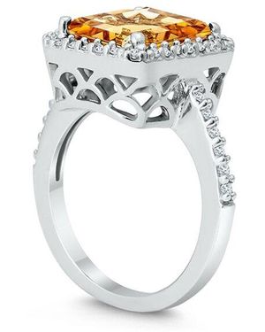 Gem Spark 14k 4.80 Ct. Tw. Diamond & Citrine Ring - White