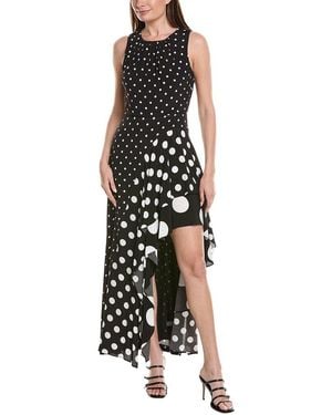 MILLY Spencer Polka Dot Combo Sleeveless Ruffle Maxi Dress - Black