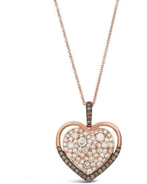 Le Vian Le Vian Chocolate & Strawberry Heart 14K Rose 0.94 Ct. Tw. Diamond Heart Pendant Necklace - Metallic