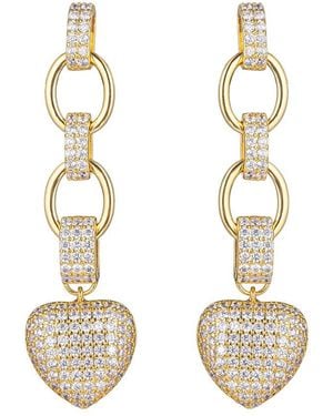 Eye Candy LA Cz Camille Heart Chain Earrings - Metallic