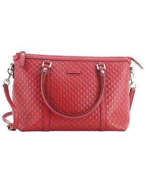 Gucci Burgundy Microssima Leather Margaux Tote Medium (Authentic Pre- Loved) - Red