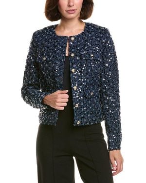 KARL LAGERFELD Collarless Sequin Jacket - Blue