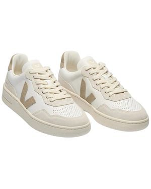 Veja V-90 Leather & Suede Trainer - White