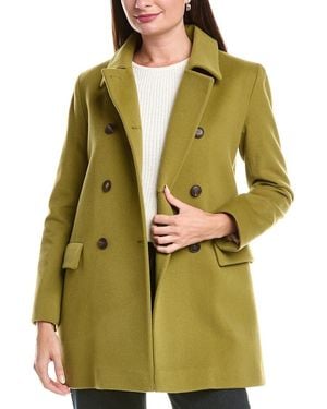 Fleurette Double Breasted Wool Coat - Green