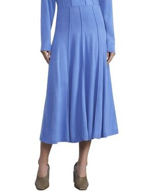 Lafayette 148 New York Godet Knit Wool Skirt - Blue