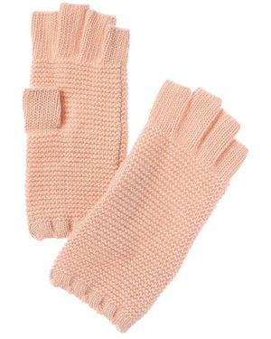 Portolano Stitched Cashmere Fingerless Gloves - White