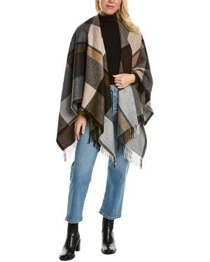 Bruno Magli Buffalo Plaid Cashmere Cape - Brown