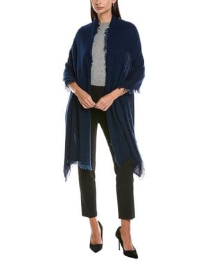 Forte Cashmere Fringe Cashmere Wrap - Blue