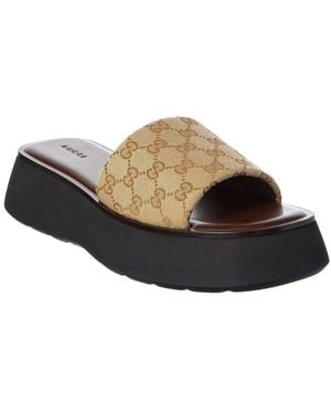 Gucci Gg Canvas Platform Sandal - Black