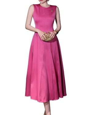 BURRYCO Solid Sleeveless Midi Dress - Pink