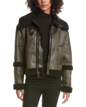 Frye Faux Shearling Aviator Jacket - Grey