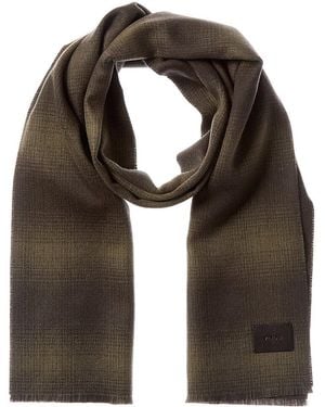 Vince Doubleface Shadow Plaid Wool & Cashmere-Blend Scarf - Green
