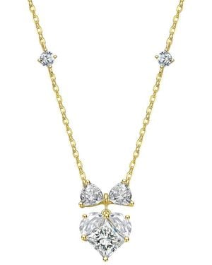 Rachel Glauber 14K Plated Cz Heart Necklace - Metallic