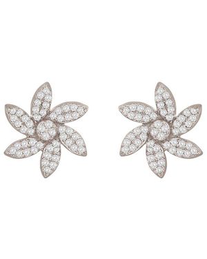 Suzy Levian 14k 0.20 Ct. Tw. Diamond Curved Flower Studs - White