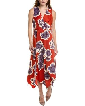 Anne Klein Asymmetrical Surplice Midi Dress - Green