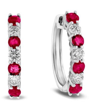 LEVARON 14K 1.15 Ct. Tw. Diamond & Ruby Earrings - White