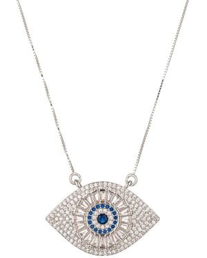 Eye Candy LA Silver Cz Evil Eye Necklace - Metallic