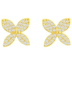 Suzy Levian 14k 0.15 Ct. Tw. Diamond Marquise Flower Studs - Metallic