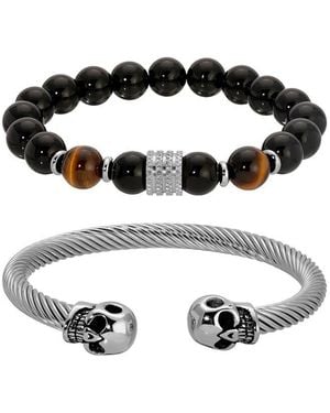 Eye Candy LA Willaim 2pc Stackable Bracelet Set - Black