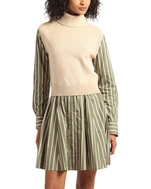 10 Crosby Derek Lam Cressida Mixed Media Dress - Natural