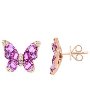 Effy Fine Jewelry 14k Rose Gold 2.43 Ct. Tw. Diamond & Pink Sapphire Earrings