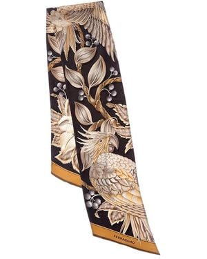 Ferragamo Parrot Print Silk Scarf - White