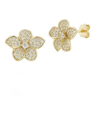Glaze Jewelry 14K Over Cz Flower Earrings - Metallic