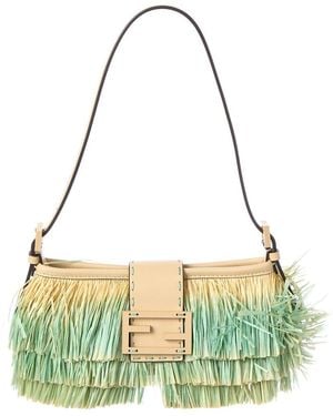 Fendi Baby Raffia Shoulder Bag - Green