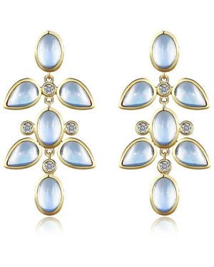 Nina Zhou Jewelry 14K 5.92 Ct. Tw. Diamond & Moonstone Drop Earrings - Metallic