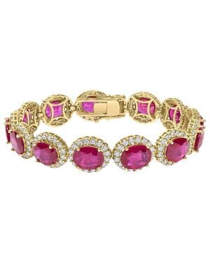 Haus of Brilliance Colourful Gemstones 14K 40.40 Ct. Tw. Diamond & Ruby Link Bracelet - White